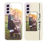 Yoedge Coque Personnalisée pour Samsung Galaxy S21 5G/ S30 6,2",Personnalisable Housse Étuis avec Photo Image Texte Etui,Mince Silicone Antichoc Protection Custom Cover pour Samsung S21,Blanc CrèMe