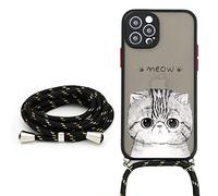 Yoedge Coque pour Apple iPhone 12 Mini 5,4 Pouces, en Soft TPU Cadre + PC Translucent Matt Etui Arrière Colliers Cordon Protecteu Silicone Antichoc Anti-Rayures Housse pour iPhone12 Mini, Chat