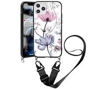 Yoedge Coque pour Huawei Mate 20 Pro avec Cordon de Collier 6,39", Étui de Protection Mince Silicone TPU Bumper Housse avec Cordon Réglable Case Cover Necklace Bandouilière Stylée, Fleur