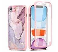 Yoedge Coque pour iPhone SE 2022/SE 2020/7/8 Etui avec Protecteur D'écran Intégré 4,7", 360 Degrés Full Body Protection Housse Transparente Antichoc Silicone Intégrale Rubuste Bumper Case, Marbre 1