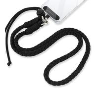 Yoedge Cordon Telephone Portable Macramé, Réglable Universelle Cordon avec Patch,Lanière de Téléphone Portable Amovible Résistante,Collier Compatibles avec et Plupar des Smartphones-Noir