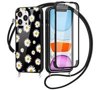 Yoedge Custodia Con Cordino per Xiaomi 12 5G Cover 6,28", 360 Gradi Full Body Cover Con Collana Ultra Sottile TPU Silicone Antiurto e Trasparente PC Bumper Protettiva Custodia, Crisantemo