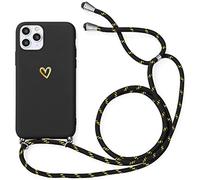 Yoedge Funda Con Cuerda Para Xiaomi Redmi 9A 4G / 9AT Case 6,53", Love Heart Carcasa Morado Correa Colgante Corazones Caso Con Collar de Cuello Cadena Cordón Mujer Negro Cover Para Redmi 9A 4G