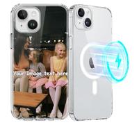 Yoedge Magnétique Coque Personnalisée pour iPhone 16 Plus 6,7", [Compatible avec MagSafe] Personnalisable Etui avec Photo Image Texte, Transparent Silicone TPU + PC Anti-Choc Protection Bumper Housse