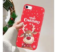 Yoedge Noel Coque pour iPhone 8/7/SE 2020/SE 2022, Mignon Animé Motif Neige Cerf Noël Hiver Étui Christmas Xmas Case, Mince Silicone TPU Bumper Antichoc Protection Housse Cover, Rouge Wapiti