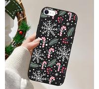Yoedge Noel Coque pour iPhone 8/7/SE 2020/SE 2022, Mignon Animé Motif Neige Sapin de Noël Hiver Étui Christmas Xmas Case, Mince Silicone TPU Bumper Antichoc Protection Housse Cover, Noir