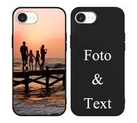Yoedge Noir Coque Personnalisée pour iPhone 16e 6,1", Personnalisable Housse Étuis avec Photo Image Texte Etui, Mince TPU Silicone Antichoc Protection Custom Cover pour iPhone 16e Case