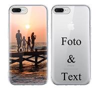 Yoedge Transparent Coque Personnalisée pour Apple iPhone 7 Plus / 8 Plus 5,5", Personnalisable Housse Étuis avec Photo Image Texte Etui, Mince TPU Silicone Antichoc Protection Custom Cover Case