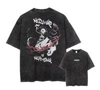 Yoedoa Série De T-Shirts Graphiques Inspirés des Anime Japonais, Couleur Noir Délavé Rétro, Manches Courtes, Style Urbain (Black 7,TTG)