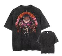 Yoedoa Série De T-Shirts Graphiques Inspirés des Anime Japonais, Couleur Noir Délavé Rétro, Manches Courtes, Style Urbain (Black 1,4TG)