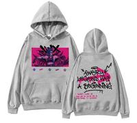 Yoedoa Sweat À Capuche Arcane-Jinx Impression Haute Définition Coupe Décontractée Manches Longues Style Hip-hop Urbain (Grey,Grand)