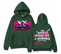 Yoedoa Sweat À Capuche Arcane-Jinx Imprimé Haute Définition Coupe Décontractée Manches Longues Style Hip-hop (Grand,Green)