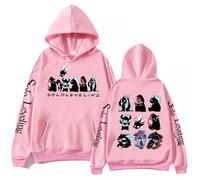 Yoedoa Sweat À Capuche avec Design Anime, Lettres Embellies sur Les Manches, Coupe Ample, Poche Plaquée Dimensionnelle, XS-3XL (Pink,Grand)
