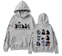 Yoedoa Sweat À Capuche avec Design Anime, Lettres Embellies sur Les Manches, Coupe Ample, Poche Plaquée Dimensionnelle, XS-3XL (Grey,TTG)