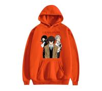 Yoedoa Sweat À Capuche Graphique Bungo Stray Dogs Anime, Pull Unisexe, Motif Manga Japonais, Doublé Polaire, Coupe Décontractée (Orange 2,TP)