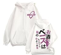 Yoedoa Sweat À Capuche Zippé Anime BOCCHI The Rock, Sweat-Shirt De Style Manga Japonais avec Imprimé Graphique (White,TTG)