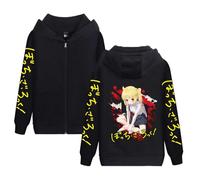 Yoedoa Sweat À Capuche Zippé Bocchi The Rock Anime, Noir avec Texte Japonais, Coupe Ample, Style Urbain, Unisexe (F,TG)