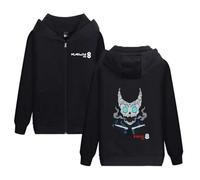Yoedoa Sweat À Capuche Zippé Kaiju N° 8 Anime, Noir, Imprimé Cartoon, Coupe Décontractée, Style Streetwear Unisexe (C,M)