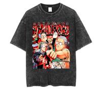 Yoedoa T-Shirt Sakamoto Days Anime, Coton Délavé Noir, Manches Courtes, avec Imprimé Représentant Le Personnage (Black 12,TTG)