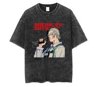 Yoedoa T-Shirt Sakamoto Days Anime, Coton Délavé Noir, Manches Courtes, avec Imprimé Représentant Le Personnage (Black 1,M)