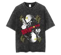 Yoedoa T-Shirt Sakamoto Days Anime, Coton Délavé Noir, Manches Courtes, avec Imprimé Représentant Le Personnage (Black 8,3TG)
