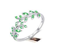 YOEE Bague ouverte réglable plaquée argent sterling 925 pour femmes et filles - Bague en oxyde de zirconium - Bague enveloppante autour de la feuille - Bijoux cadeaux avec boîte, bleu/vert/rouge,