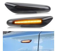 Yoegerery Clignotant latéral dynamique LED pour B-MW E60 E61 E81 E82 E88 | pour B-MW E46 E90 E91 E92 E93 X3 E83 X1 E84 clignotants pour ailes avant ambré super lumineux Canbus séquentiel (Noir)