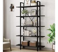 YOELO Bibliothèque 5 Niveaux, Étagère à Livres Moderne Debout,Étagère de Rangement Grande en Acier Stable pour Bureau, étude et Salon 120x30x178cm (Noir)