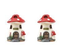 Yoeruers 2X Champignon Maison Lampe Solaire RéSine Artisanat Jardinage Jardin Miniature FéE Paysage Maison DéCoration Ornement