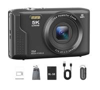 Yoeruers Caméra Numérique 5K 72 Mégapixels, Écran 2,8 Pouces, Zoom 16x, Style Vintage, Idéale pour Les Vlogs, Les Adolescents et Les Adultes (Noir)