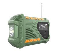Yoeruers Radio d'urgence à Manivelle Portable avec Alerte Météo, Radio AM/FM/, pour L'Intérieur et L'Extérieur, avec Alarme SOS et Lampe Torche LED Verte.