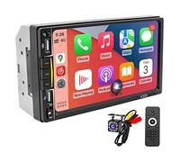 Yoeruers StéRéO de Voiture Double DIN avec CarPlay, Radio à éCran Tactile de 7 Pouces Bluetooth et RéCepteur Audio Mirror-Link pour TéLéPhone avec CaméRa de Recul