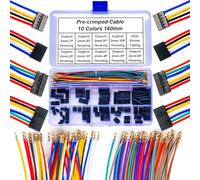 Yoeruyo Connecteurs de 2,0 mm et câbles pré-sertis 24 AWG, compatibles avec kit de connecteurs Dupont-2.0 Dupont-2.0 mm, rangée unique Dupont-2,0 mm x 2/3/4/5/6/7/8/9/10 broches (YO-DU2.0)