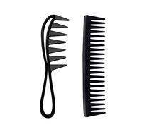 Yoezuo 2 Pièces Ensemble de Peigne à Cheveux, Peigne à Dents Larges pour Cheveux Bouclés professionnel Anti-Statique Résistant à la Chaleur pour Différents Types de Cheveux (Noir)