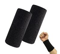 Yoezuo 2 Pièces Sport Serre Poignets, Serre-Poignets Bracelets Absorbants Poignet Sweatband Bandeau de Poignet Bracelets de Sport en Coton pour Gym Running Tennis Basketball, Noir