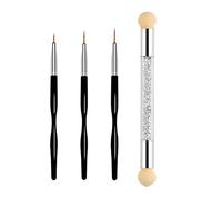 Yoezuo 3*Pinceaux à Ongles, 1*Nail Art Brosse Éponge, Pinceau Ongle Nail Art, Nail Art Design Pinceaux Pinceaux à Ongles pour DIY Nail Art Designs