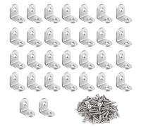Yoezuo 30 Pièces Équerre de Fixation Metal, Equerre Angle Droit avec 60 pièces Vis, Inox Equerre Support en Forme de L, Mini Equerre pour la Fixation et la Réparation de Meubles, Etagere et charpente