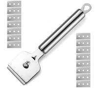 Yoezuo Grattoir en Acier Inoxydable Grattoir Plaque Vitrocéramique Professionnel pour gratter Peinture, Papier Peint, Autocollants, étiquettes 15 Lames de Rechange Incluses - Argent