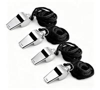 Yoezuo Sifflets, 4Pcs Sifflets de Sport en Acier Inoxydable, Sifflet Sport avec Cordon pour Sports, Basketball, Football, Sauveteur, Randonnée idéal pour Les Entraîneurs, Les Arbitres