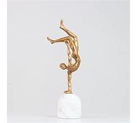 Yofab Décoration de Bureau Statue de Lecture Abstraite du penseur, Figurine Moderne en métal 6,3 Pouces, Ornement Collection Centre de Table(Golden Gymnast)