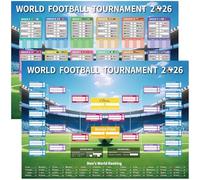 YOFANUP Lot de 2 posters de coupe du monde de football 2026 - Décoration de fête de football - Format A2 - 60 x 42 cm - Fixations de la coupe du monde - Excellent cadeau pour les fans de football