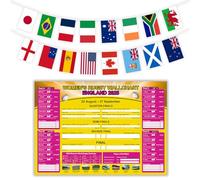 YOFANUP Poster mural avec drapeaux de la Coupe du monde de rugby 2025 pour femmes, 6,8 m - 14 x 21 cm et poster de taille A2