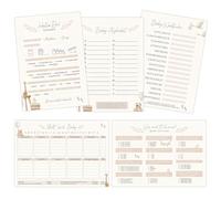 YOFAPA Lot de 12 jeux de fête prénatale, 5 jeux de grossesse différents et jeux de révélation de genre, jeux de devinettes remplissables au design bohème