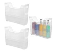 YOFAPA Lot de 3 bacs de rangement pour congélateur, organiseurs de garde-manger en plastique transparent avec roulettes, bacs à roulettes pour armoire, boîtes de rangement pour la maison, le bureau