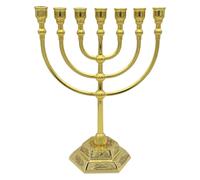 YOFAPA Menorah juive traditionnelle, bougeoir à 7 branches, temple de Jérusalem, parfait pour la décoration de la maison, la prière et les célébrations festives