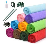 YOFAPA Rouleaux de papier crépé, 10 couleurs, papier fleuriste italien de qualité supérieure, 180 g, feuilles de papier de fabrication de fleurs, feuilles de papier pour bricolage