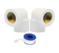 YOFASEN Connecteurs de Tuyauterie d'eau en PVC, 20mm - 2pcs 90 ° angle Raccords de Tuyauterie coudés Adaptateur Connecteur fileté femelle + 1pcs Ruban de Plomberie