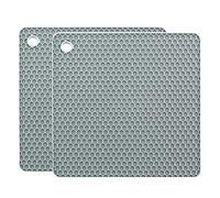 YOFASEN Dessous de Plat Carré en Silicone pour la Maison - Support de Pot Résistant à la Chaleur, Tapis de Cuisine Anti-Glisse, 18.2x18.2x0.6cm, Gris, 2 pièces