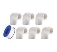 YOFASEN Raccords Pression de Plomberie - 6 Pieces 32mm Dia 90 Degre Angle Coude Raccords de Tuyaux en PVC Adaptateur Connecteur Blanc
