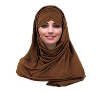 YOFASEN Slouchy Musulman Chapeau - Femmes Écharpes Islamiques Beau Hijab Bonnet Casquette Châle Foulard, café, One Size